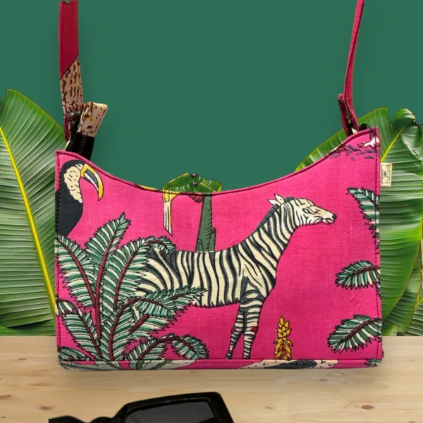 Pink_Handcrafted_Cotton_Printed_Baguette_Shoulder_Bag_With_Matching_Handle