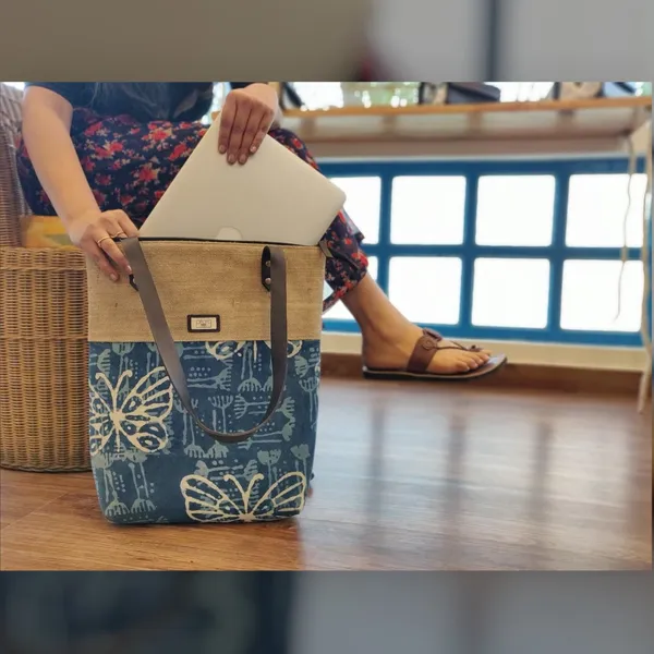 Indigo_Butterfly_Handcrafted_Jute_Tote_Bag_With_Leather_Handle