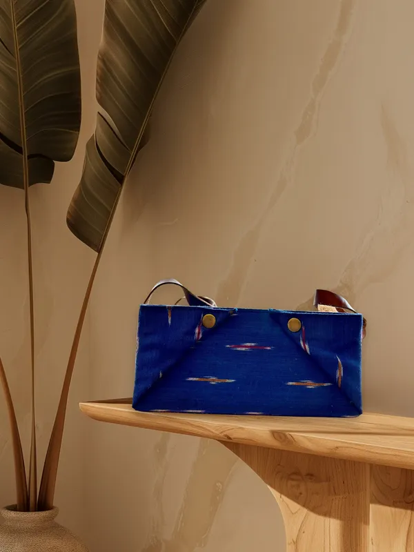 Blue_Handcrafted_Ikat_Collapsable_Utility_Basket