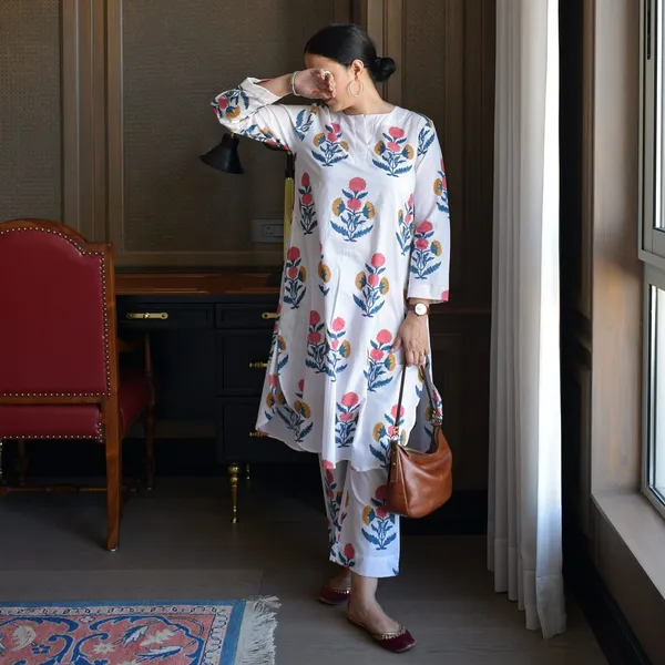 Sanganeri_Print_Cotton_Kurta_Pant_Hand_Block