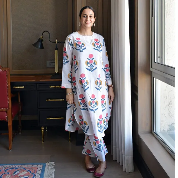 Sanganeri_Print_Cotton_Kurta_Pant_Hand_Block