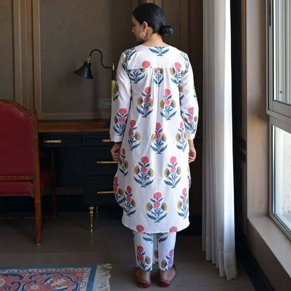 Sanganeri_Print_Cotton_Kurta_Pant_Hand_Block