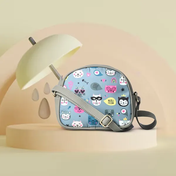 Sky_Blue_Cat_Print_Cross_Body_Bag_With_Zipper_Compartments