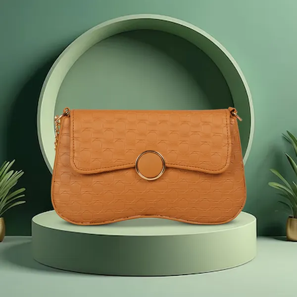 Orange_Honeycomb_Sling_Bag_With_Golden_Chain