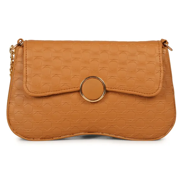 Orange_Honeycomb_Sling_Bag_With_Golden_Chain