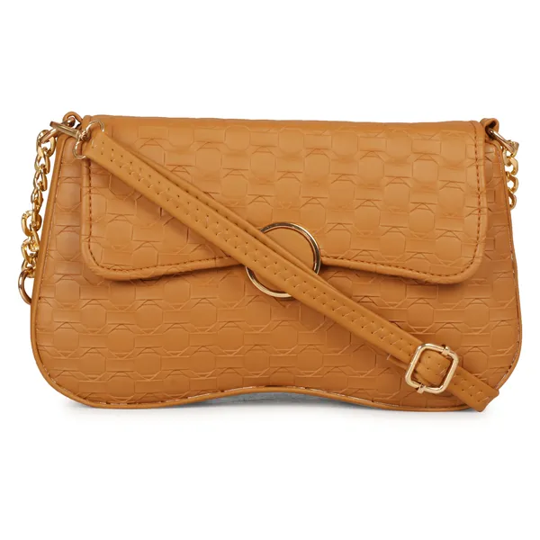 Orange_Honeycomb_Sling_Bag_With_Golden_Chain