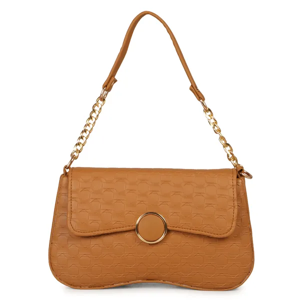 Orange_Honeycomb_Sling_Bag_With_Golden_Chain