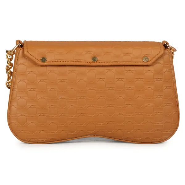 Orange_Honeycomb_Sling_Bag_With_Golden_Chain