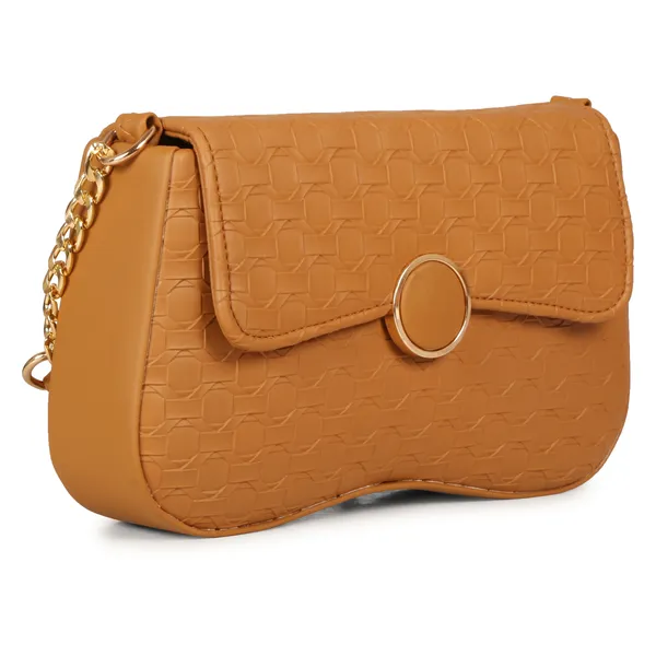 Orange_Honeycomb_Sling_Bag_With_Golden_Chain