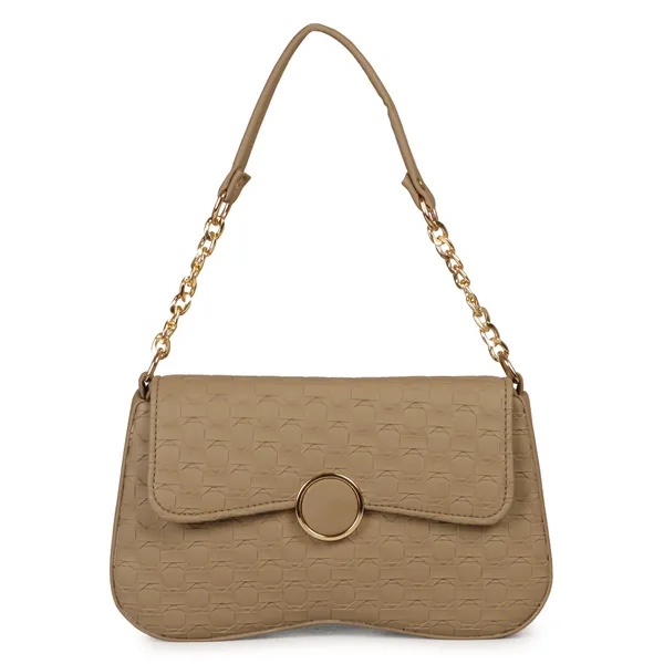 Camel_Brown_Honeycomb_Sling_Bag_With_Golden_Chain