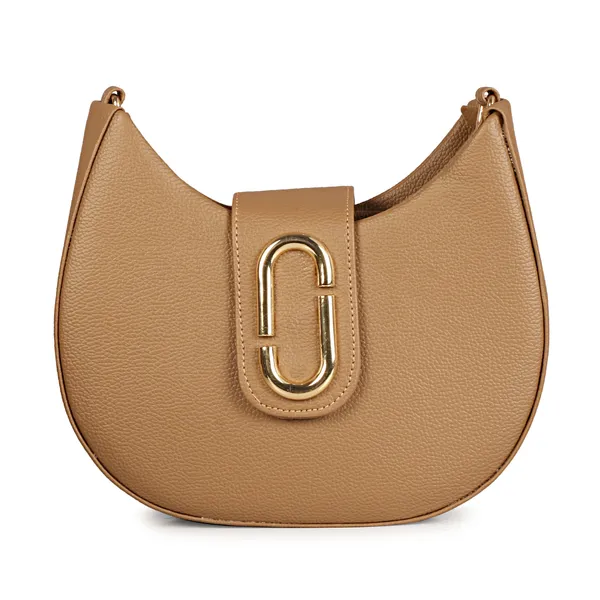 Camel_Brown_Half_Moon_Shape_Solid_Sling_Bag_With_Golden_Chain_Strap