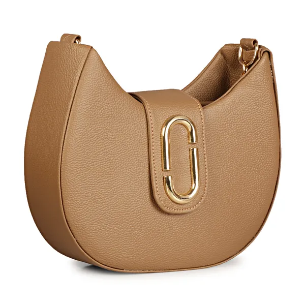 Camel_Brown_Half_Moon_Shape_Solid_Sling_Bag_With_Golden_Chain_Strap