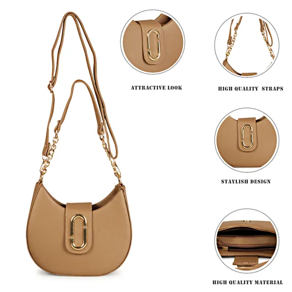 Camel_Brown_Half_Moon_Shape_Solid_Sling_Bag_With_Golden_Chain_Strap