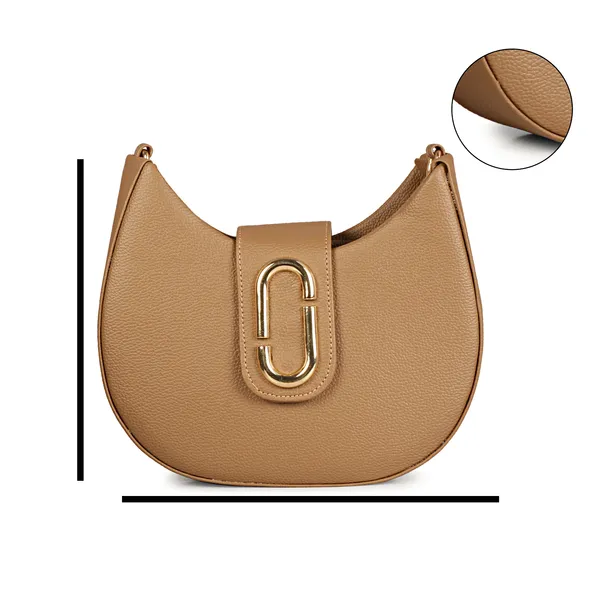 Camel_Brown_Half_Moon_Shape_Solid_Sling_Bag_With_Golden_Chain_Strap