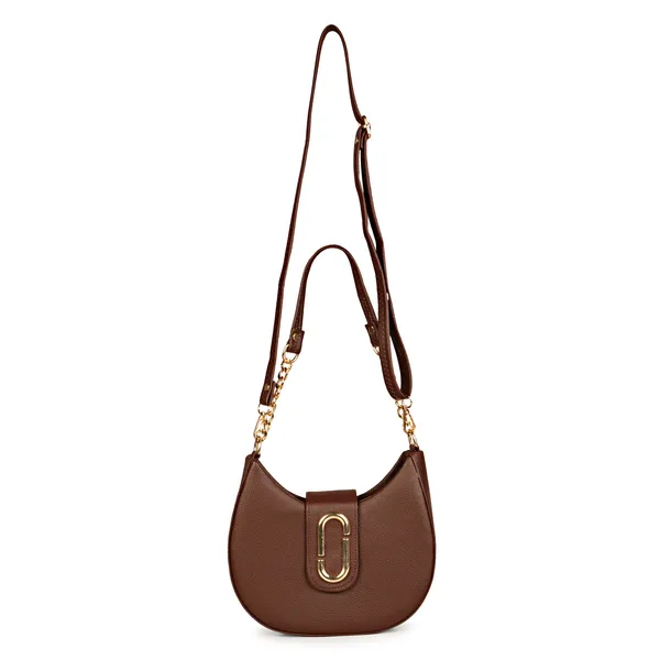 Dark_Brown_Half_Moon_Shape_Solid_Sling_Bag_With_Golden_Chain_Strap