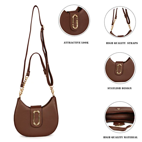 Dark_Brown_Half_Moon_Shape_Solid_Sling_Bag_With_Golden_Chain_Strap
