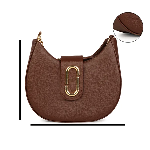 Dark_Brown_Half_Moon_Shape_Solid_Sling_Bag_With_Golden_Chain_Strap