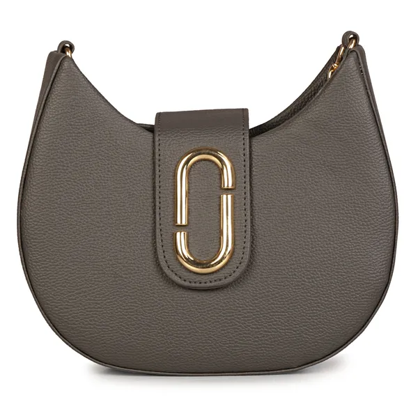 Grey_Half_Moon_Shape_Solid_Sling_Bag_With_Golden_Chain_Strap