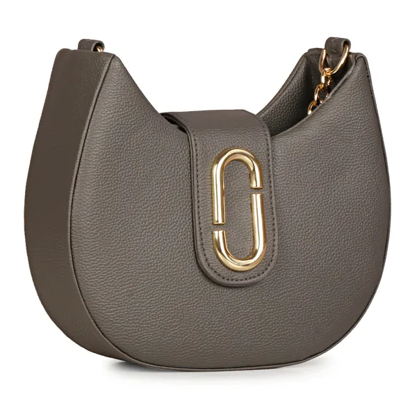 Grey_Half_Moon_Shape_Solid_Sling_Bag_With_Golden_Chain_Strap