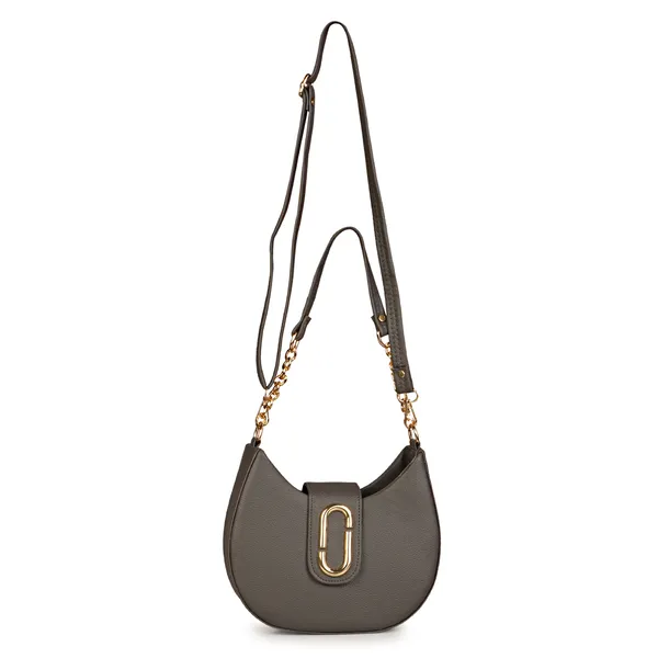 Grey_Half_Moon_Shape_Solid_Sling_Bag_With_Golden_Chain_Strap