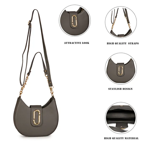 Grey_Half_Moon_Shape_Solid_Sling_Bag_With_Golden_Chain_Strap