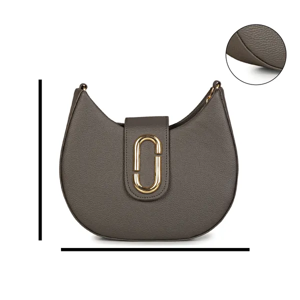 Grey_Half_Moon_Shape_Solid_Sling_Bag_With_Golden_Chain_Strap