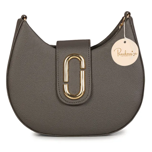 Grey_Half_Moon_Shape_Solid_Sling_Bag_With_Golden_Chain_Strap