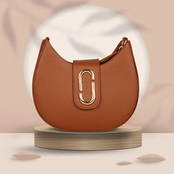 Rose_Wood_Brown_Half_Moon_Shape_Solid_Sling_Bag_With_Golden_Chain_Strap