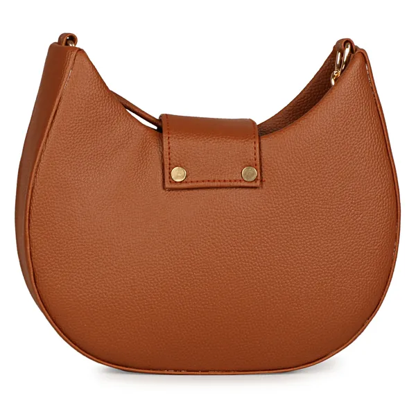 Rose_Wood_Brown_Half_Moon_Shape_Solid_Sling_Bag_With_Golden_Chain_Strap