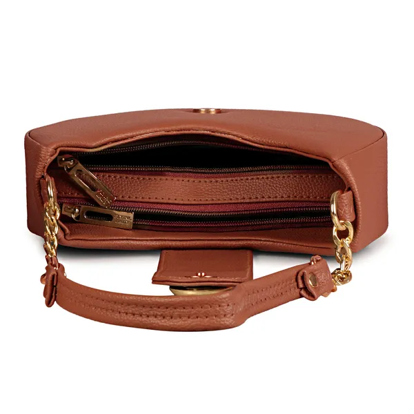 Rose_Wood_Brown_Half_Moon_Shape_Solid_Sling_Bag_With_Golden_Chain_Strap