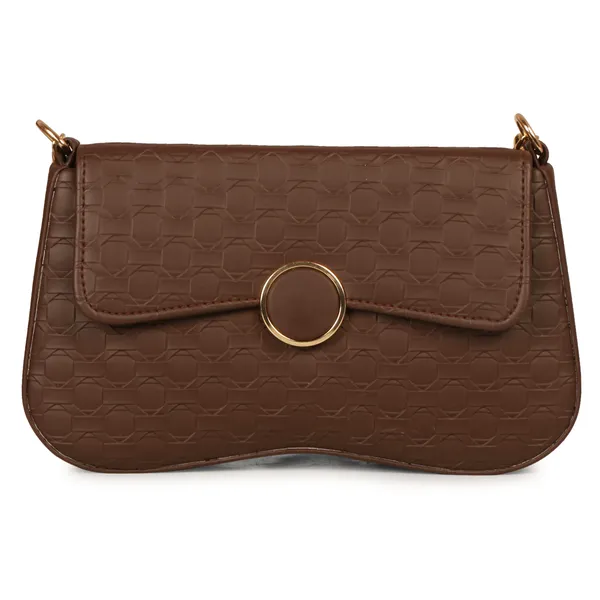 Dark_Brown_Honeycomb_Sling_Bag_With_Golden_Chain