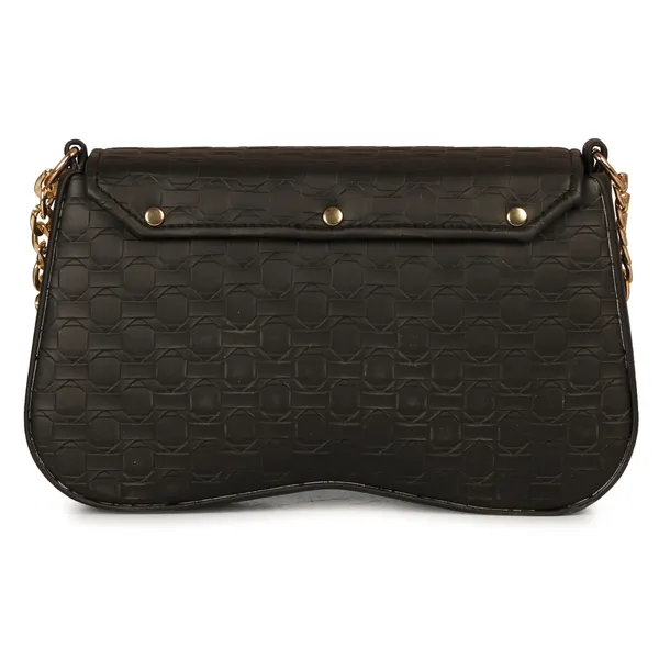 Black_Honeycomb_Sling_Bag_With_Golden_Chain