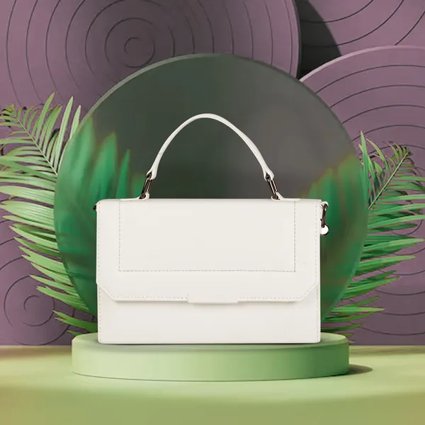 White_Stylish_Solid_Finish_Top_Handle_Sachet_Sling_Bag