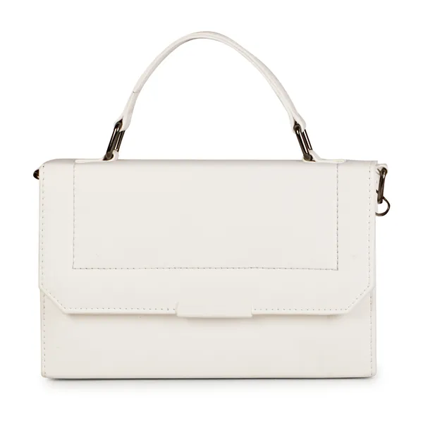 White_Stylish_Solid_Finish_Top_Handle_Sachet_Sling_Bag