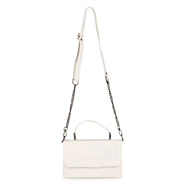 White_Stylish_Solid_Finish_Top_Handle_Sachet_Sling_Bag