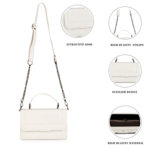 White_Stylish_Solid_Finish_Top_Handle_Sachet_Sling_Bag