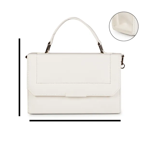 White_Stylish_Solid_Finish_Top_Handle_Sachet_Sling_Bag