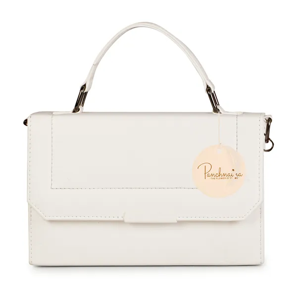 White_Stylish_Solid_Finish_Top_Handle_Sachet_Sling_Bag