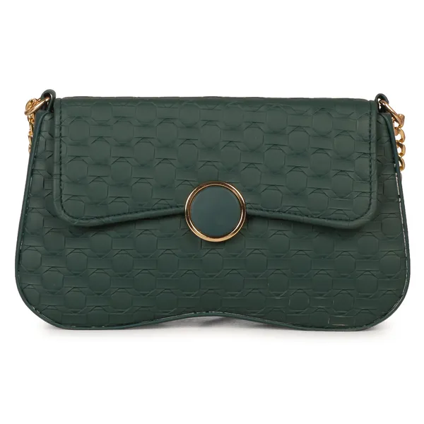 Teal_Honeycomb_Sling_Bag_With_Golden_Chain