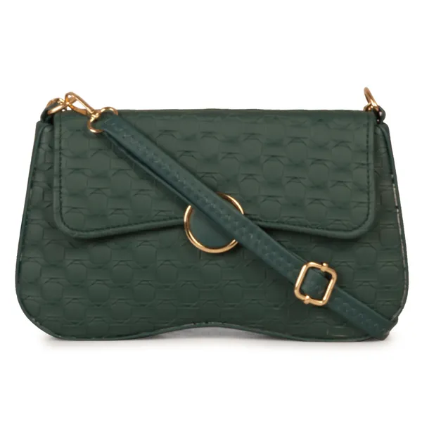 Teal_Honeycomb_Sling_Bag_With_Golden_Chain