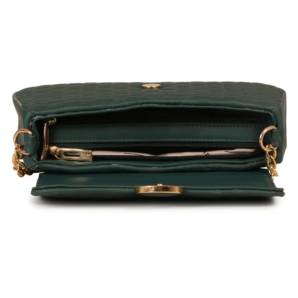 Teal_Honeycomb_Sling_Bag_With_Golden_Chain