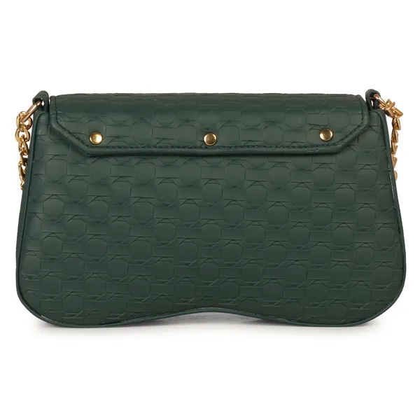 Teal_Honeycomb_Sling_Bag_With_Golden_Chain