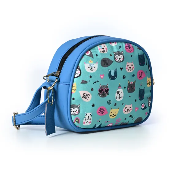 Teal_Cartoon_Cross_Body_Bag_With_Zipper_Compartments