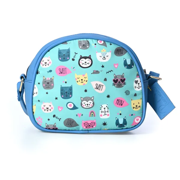 Teal_Cartoon_Cross_Body_Bag_With_Zipper_Compartments