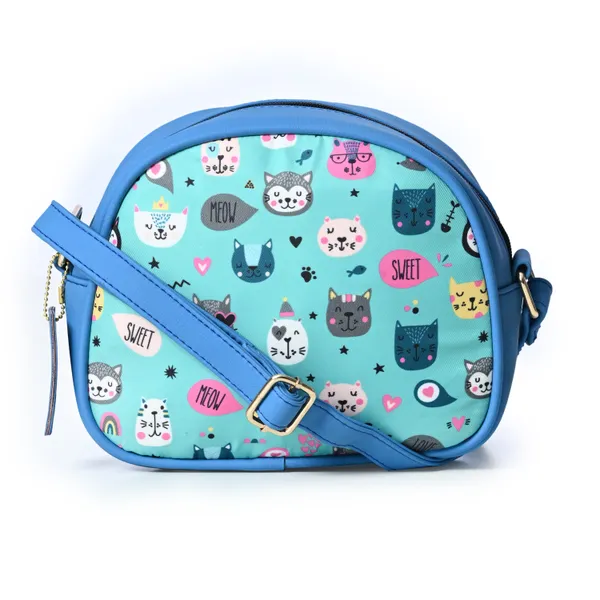 Teal_Cartoon_Cross_Body_Bag_With_Zipper_Compartments