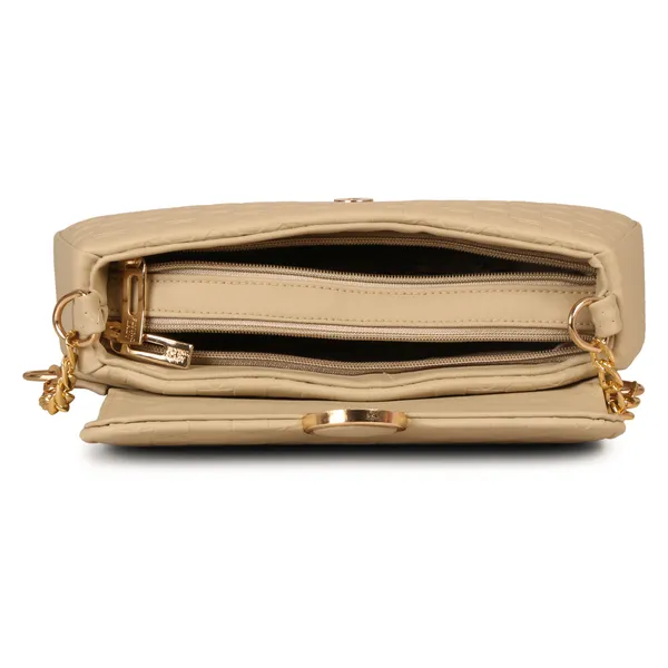 Beige_Honeycomb_Sling_Bag_With_Golden_Chain