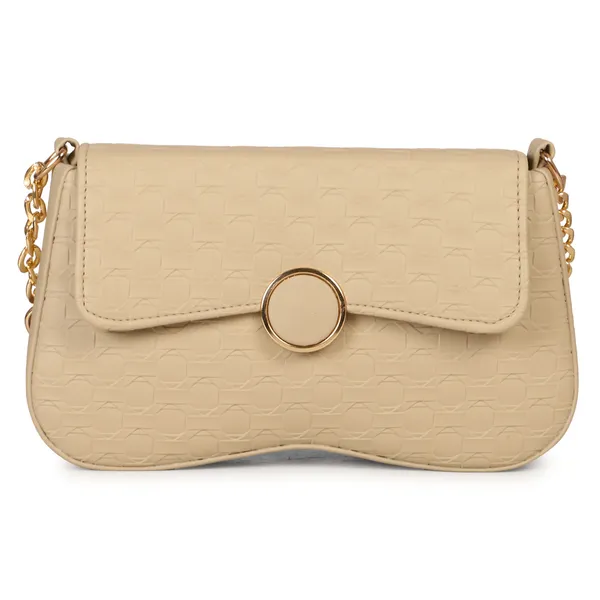 Beige_Honeycomb_Sling_Bag_With_Golden_Chain