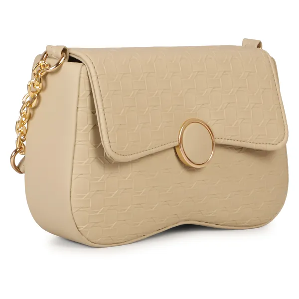 Beige_Honeycomb_Sling_Bag_With_Golden_Chain