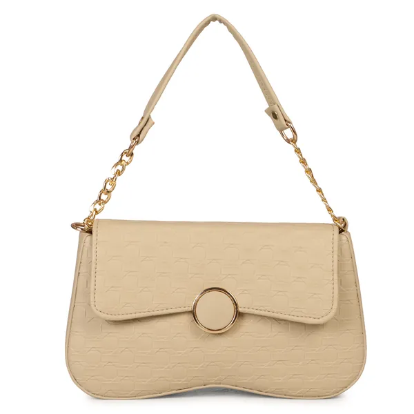 Beige_Honeycomb_Sling_Bag_With_Golden_Chain