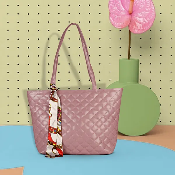 Mauve_Quilted_Fancy_Tote_Bag_With_Trendy_Ribbon